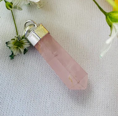 Improve Love, Relationship & Emotional Connection: Rose Quartz Pencil Pendant