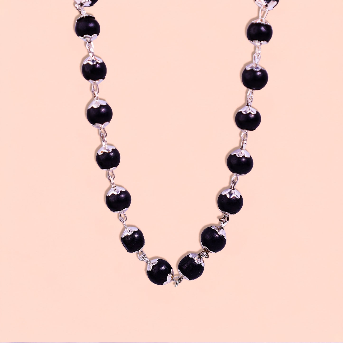 Silver Plated Karungali Mala (Ebony Wood)