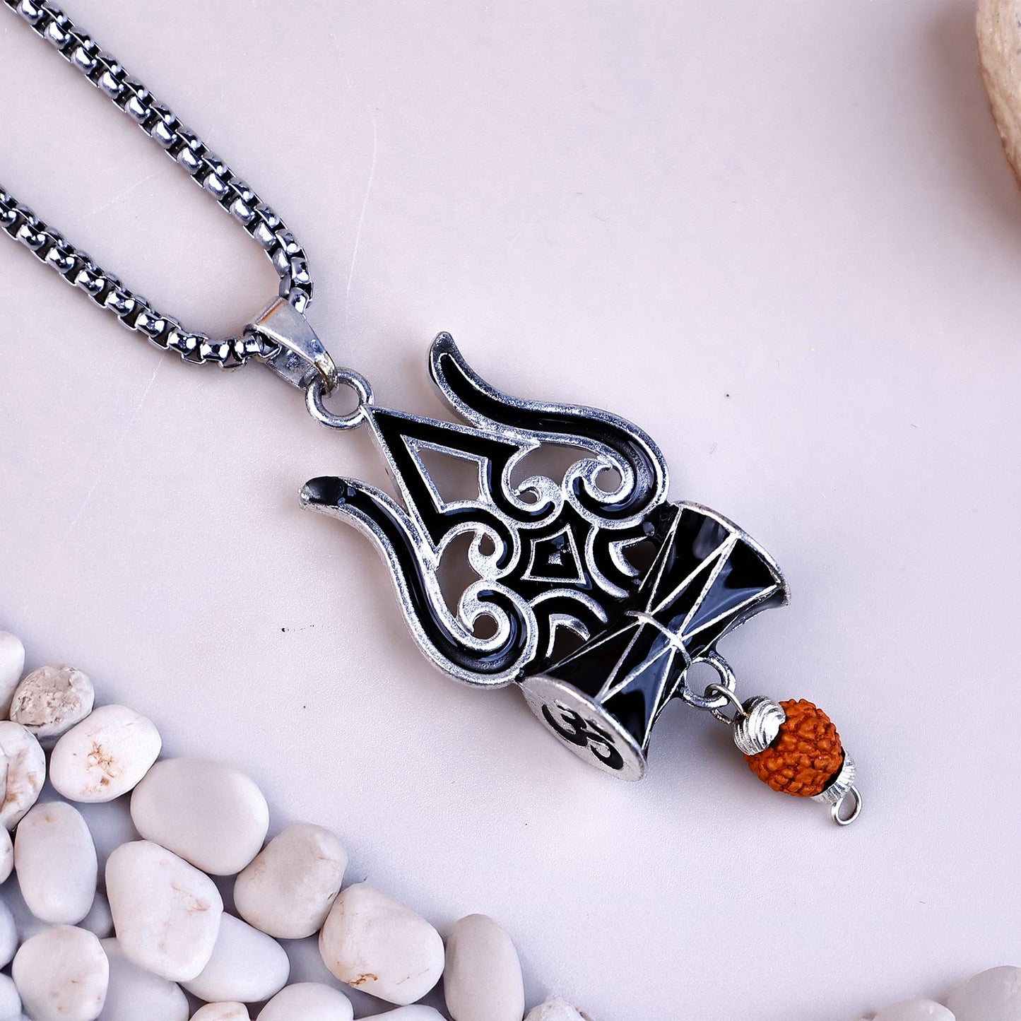 Trishul, Damru & Rudraksha Pendant