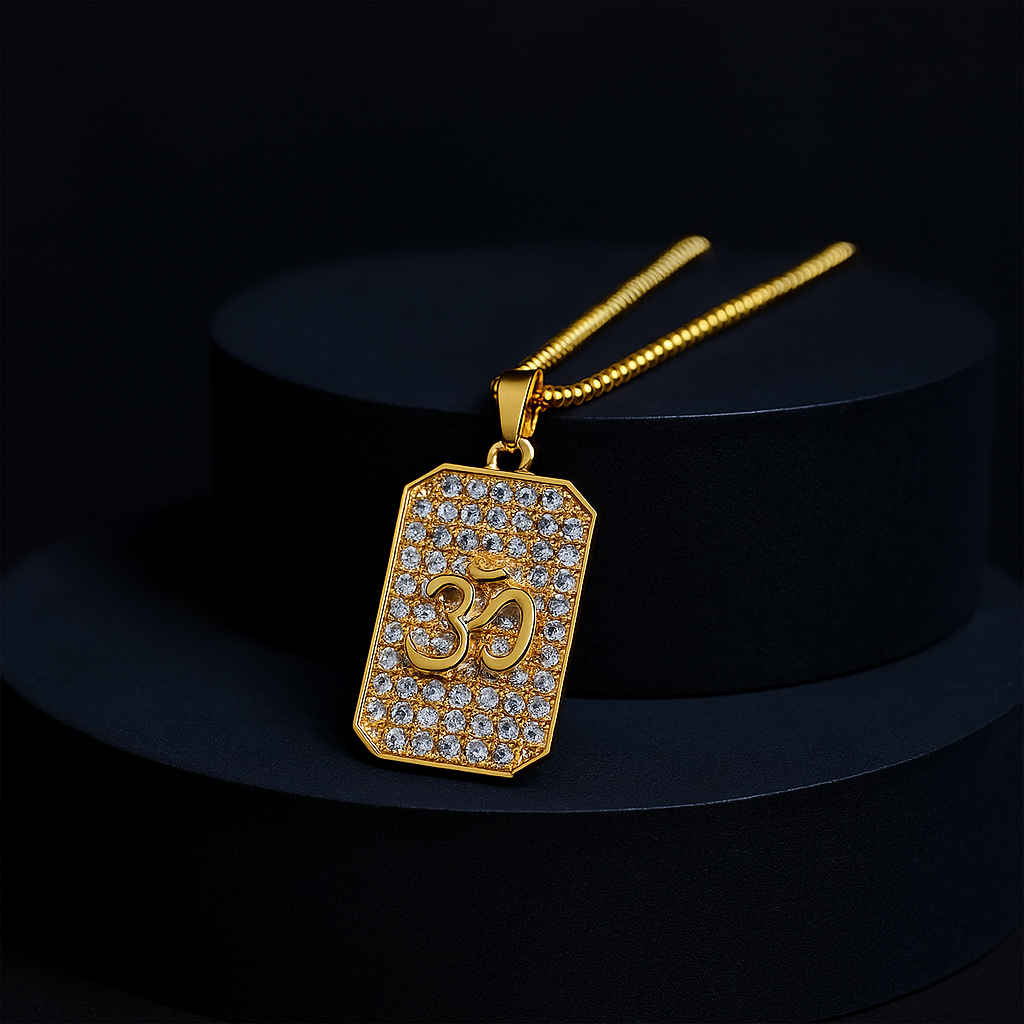 Gold Plated Om Diamond Pendant