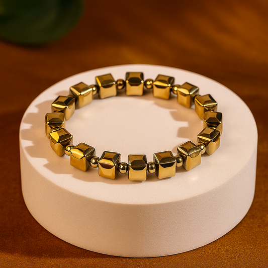 Fame & Fortune Attract: Golden Pyrite Cubical Bracelet