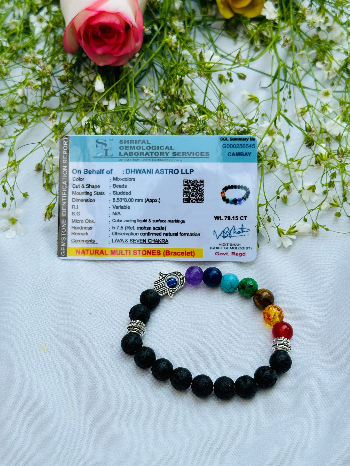 Evil Eye Protect: Seven Chakra with Lava Stone Bracelet