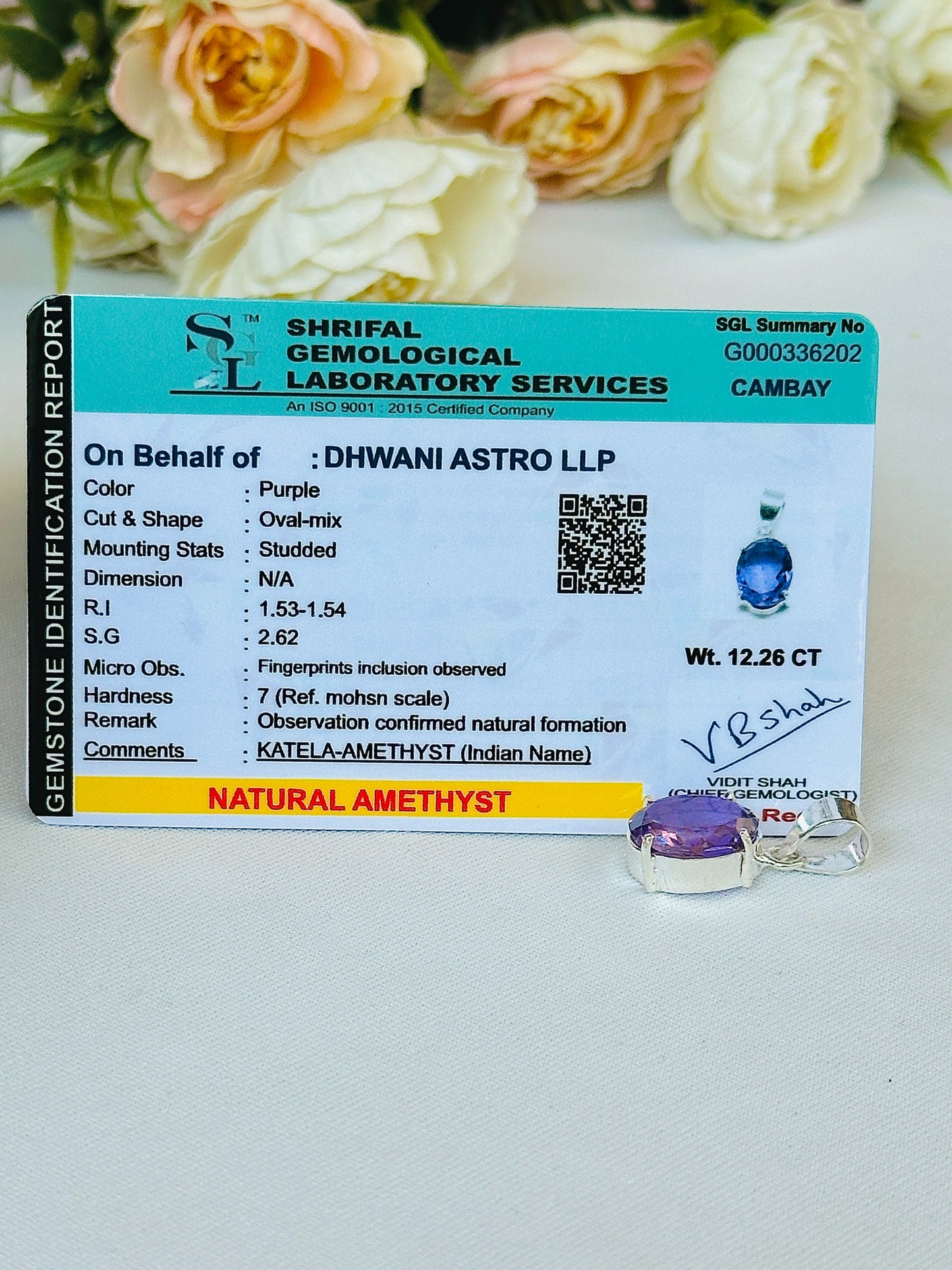 Attract Luck, Enhance Intuition, Improve Health & Skin: Amethyst Crystal Pendant