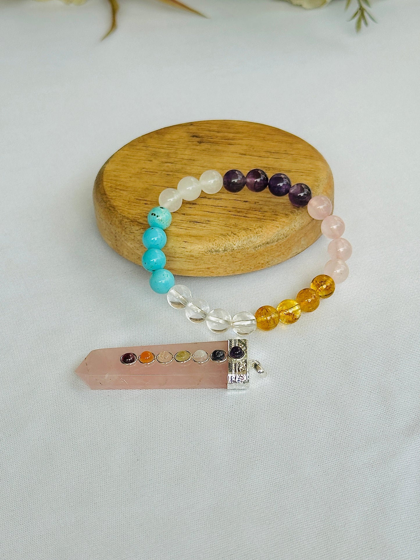 Forever Love (Love Marriage Bracelet & Rose Quartz Seven Chakra Pendant)
