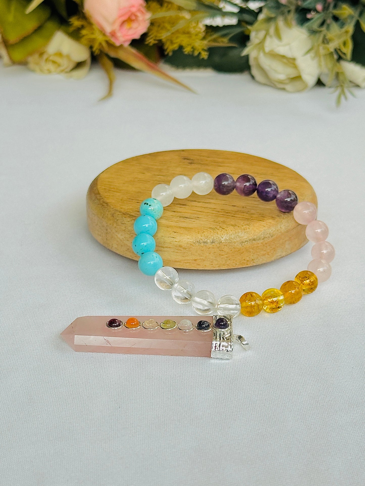Forever Love (Love Marriage Bracelet & Rose Quartz Seven Chakra Pendant)