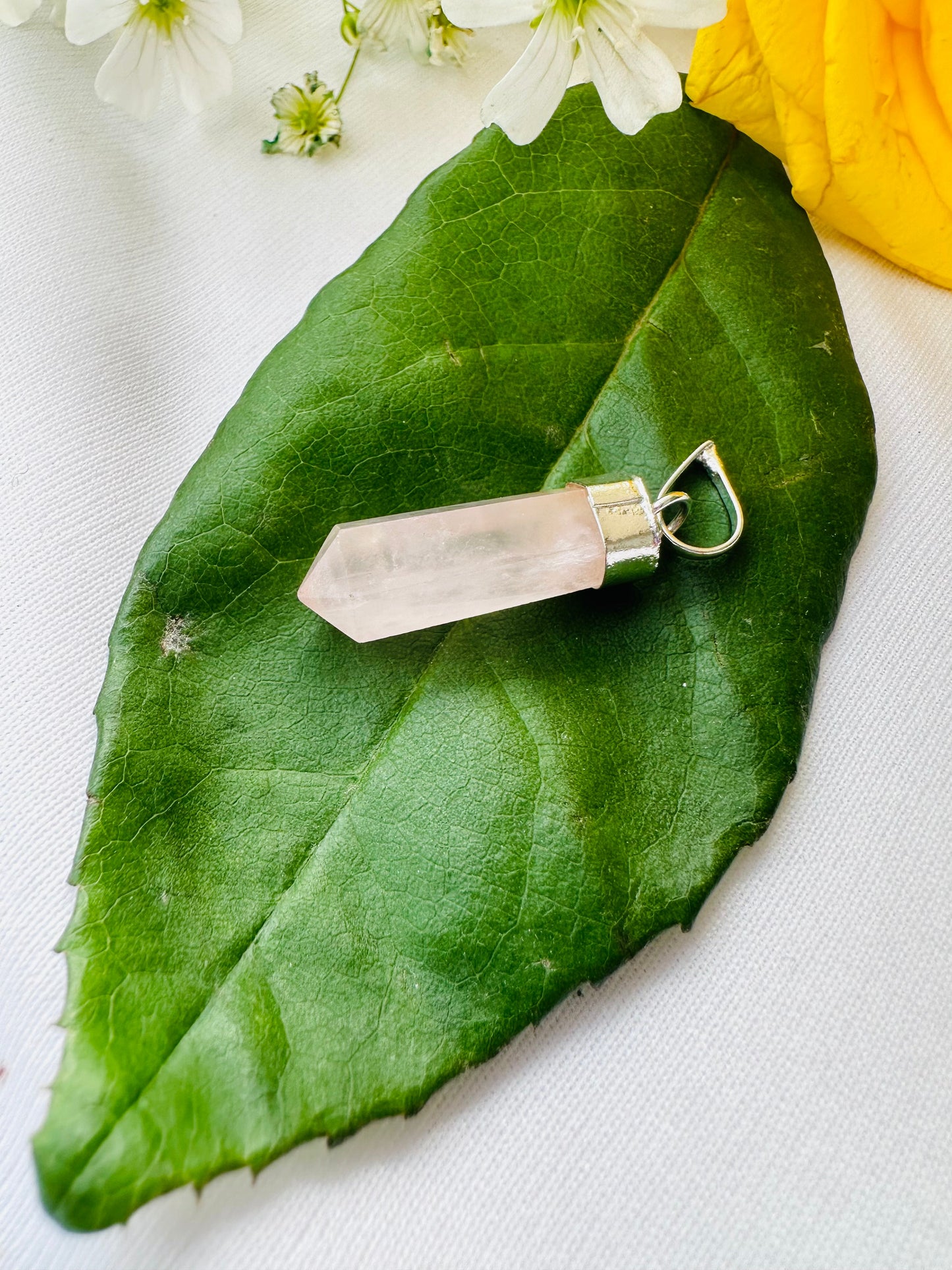 Improve Love, Relationship & Emotional Connection: Rose Quartz Pencil Pendant