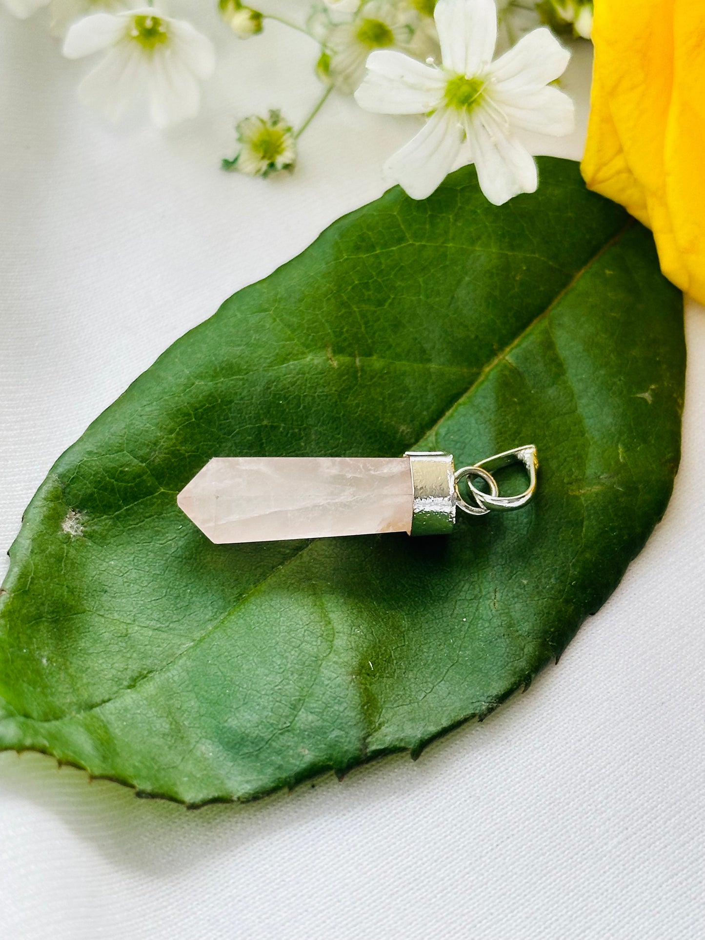 Improve Love, Relationship & Emotional Connection: Rose Quartz Pencil Pendant