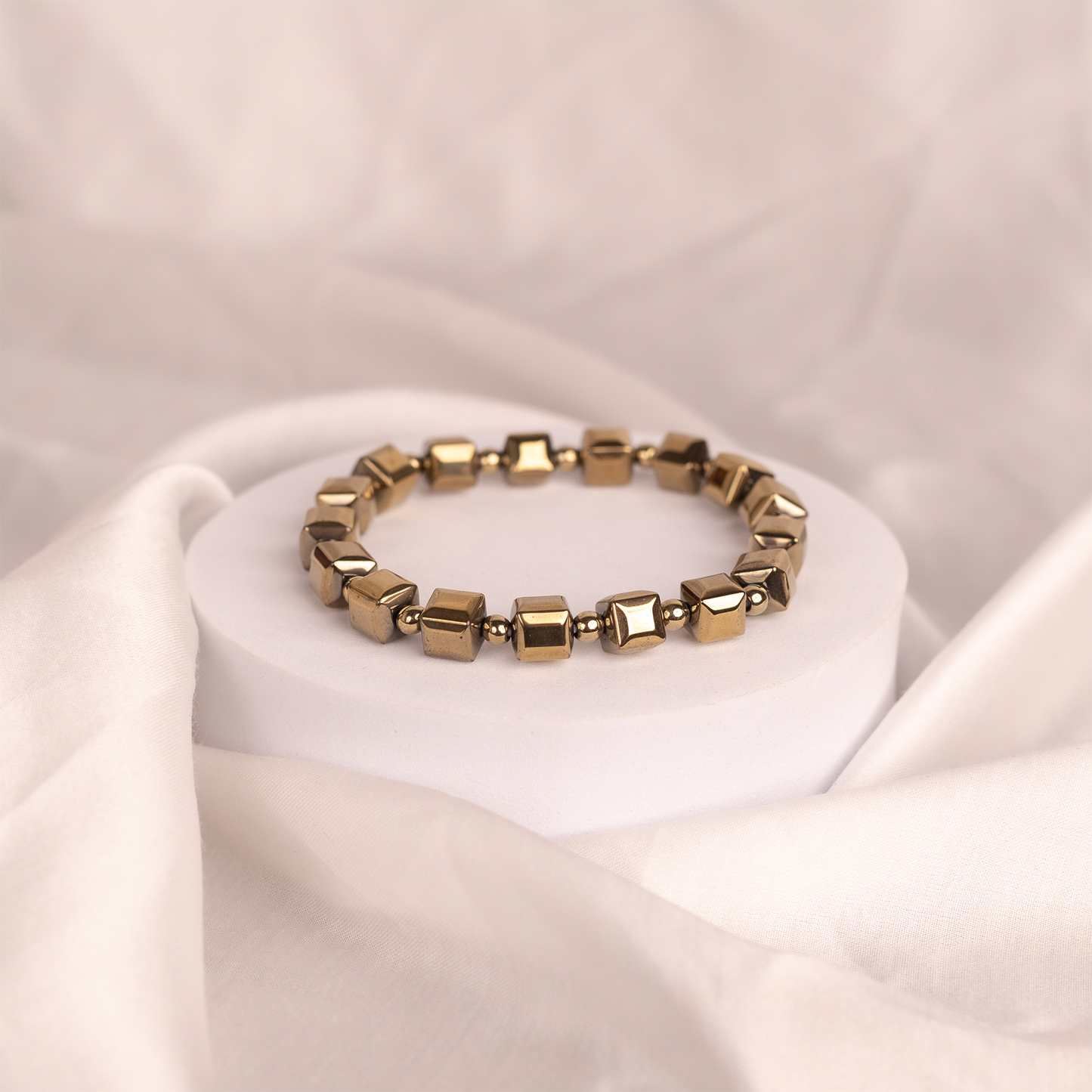 Fame & Fortune Attract: Golden Pyrite Cubical Bracelet
