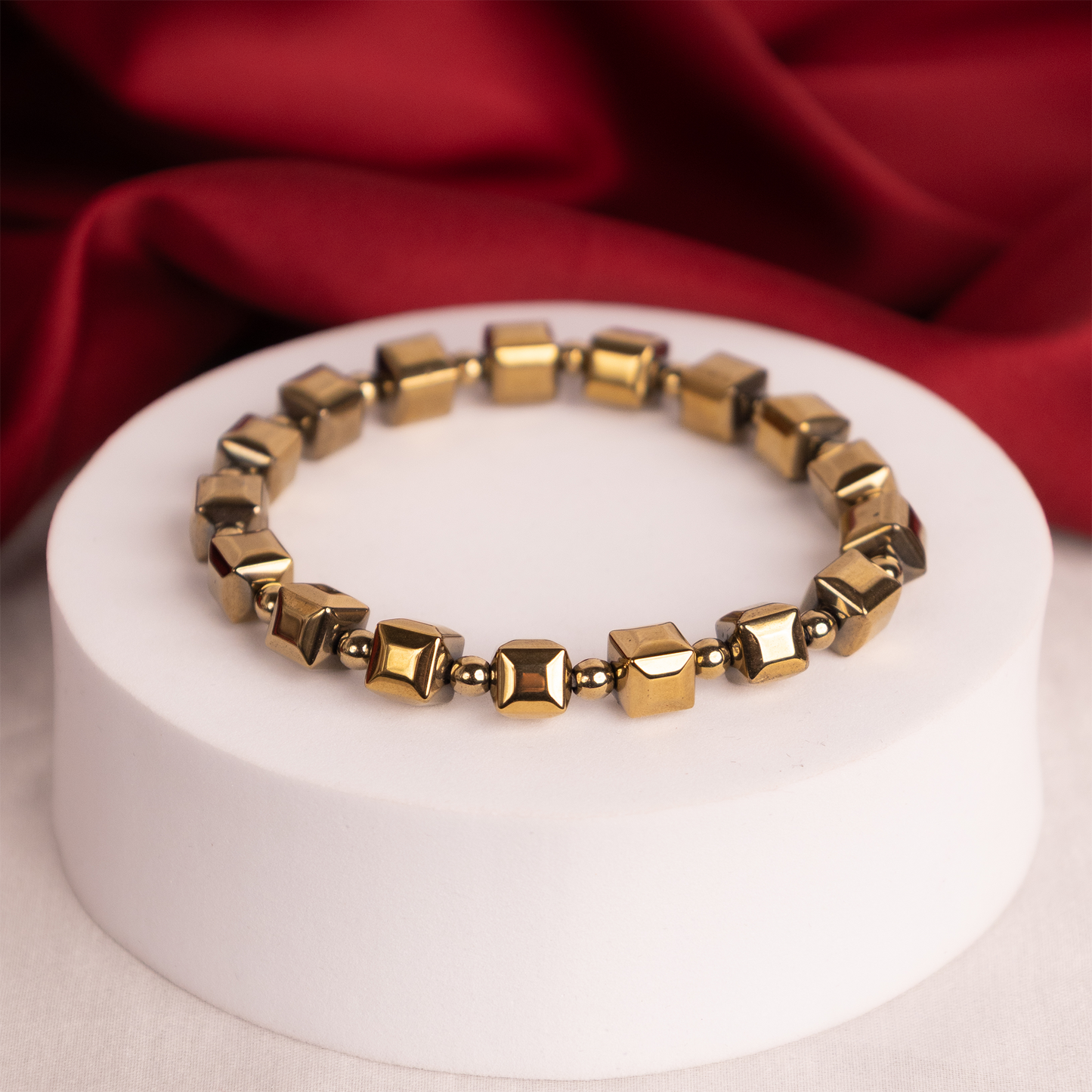 Fame & Fortune Attract: Golden Pyrite Cubical Bracelet