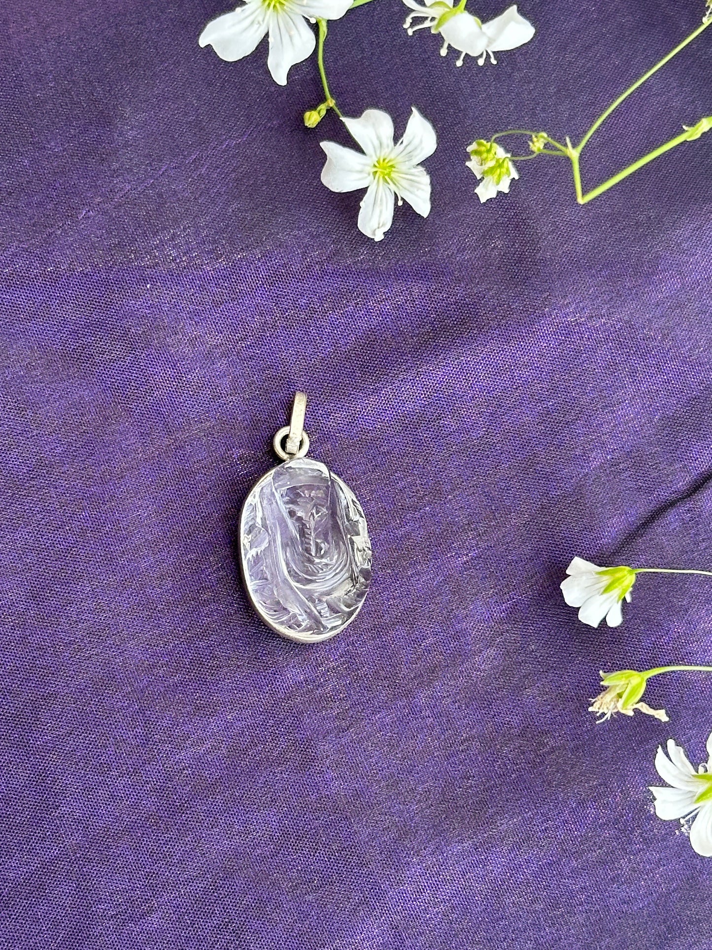 Clear Quartz Ganesha Pendant