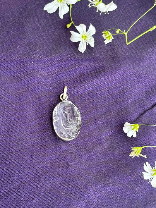 Clear Quartz Ganesha Pendant