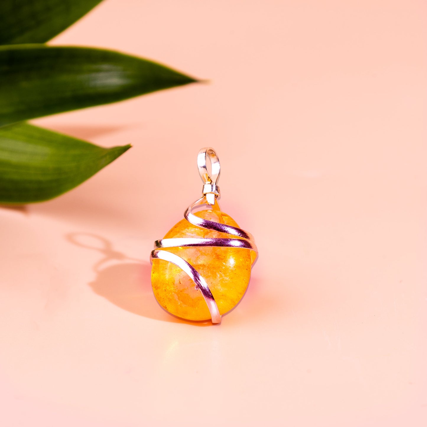 Yellow Citrine Wrapping Pendant for Success