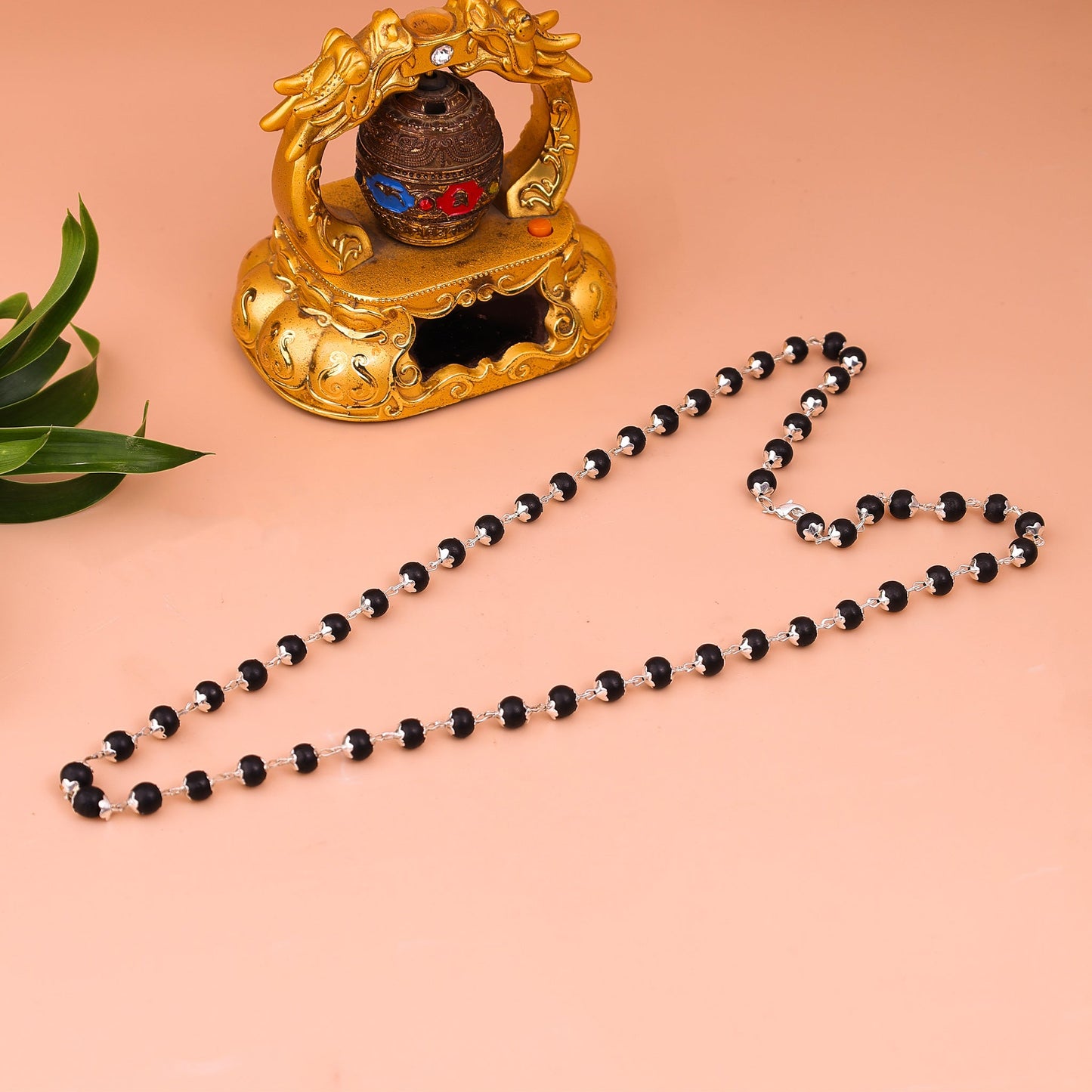 Silver Plated Karungali Mala (Ebony Wood)