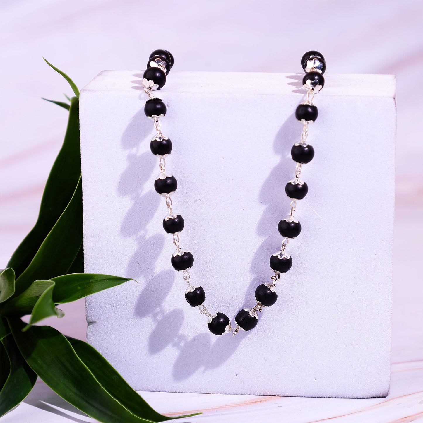 Silver Plated Karungali Mala (Ebony Wood)