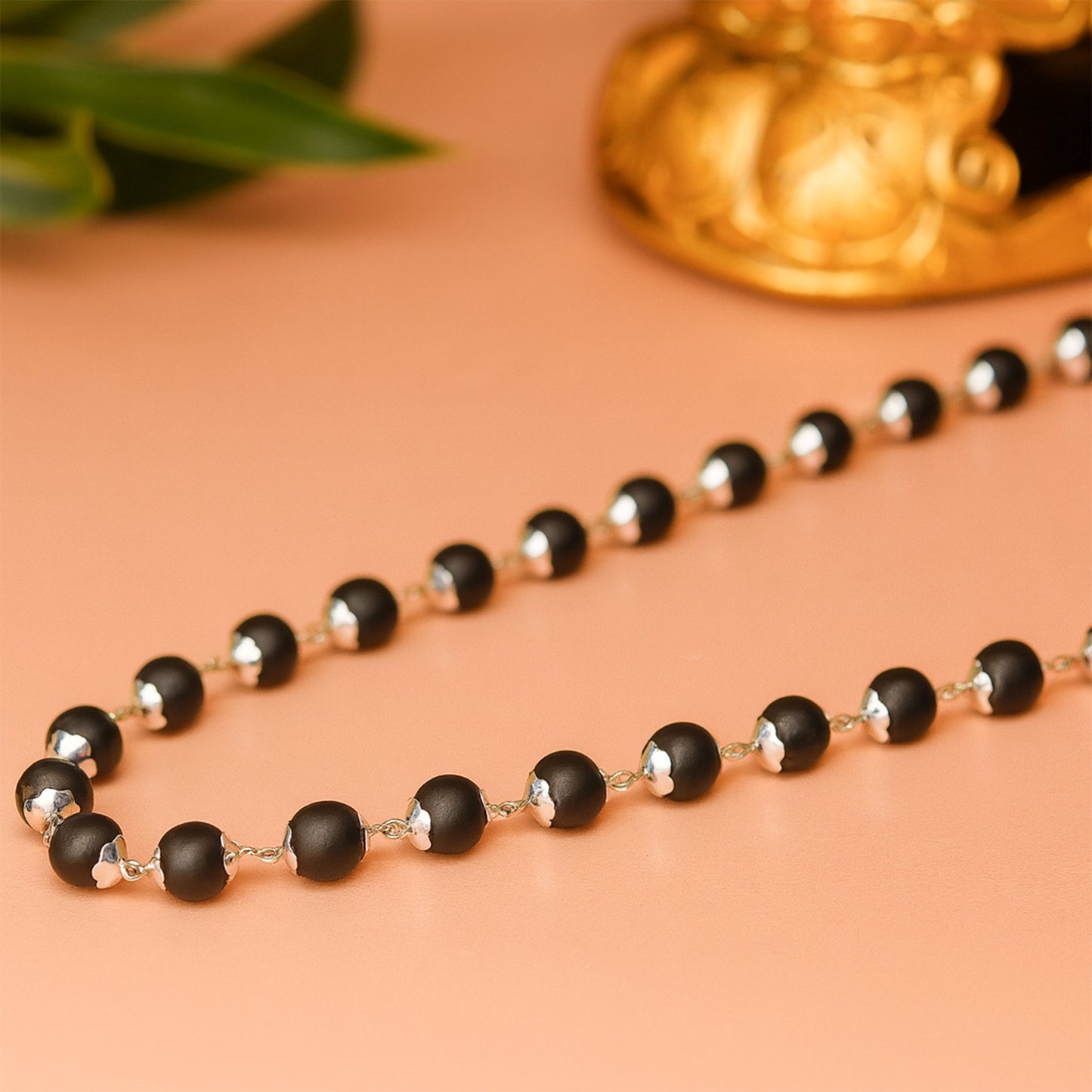 Silver Plated Karungali Mala (Ebony Wood)