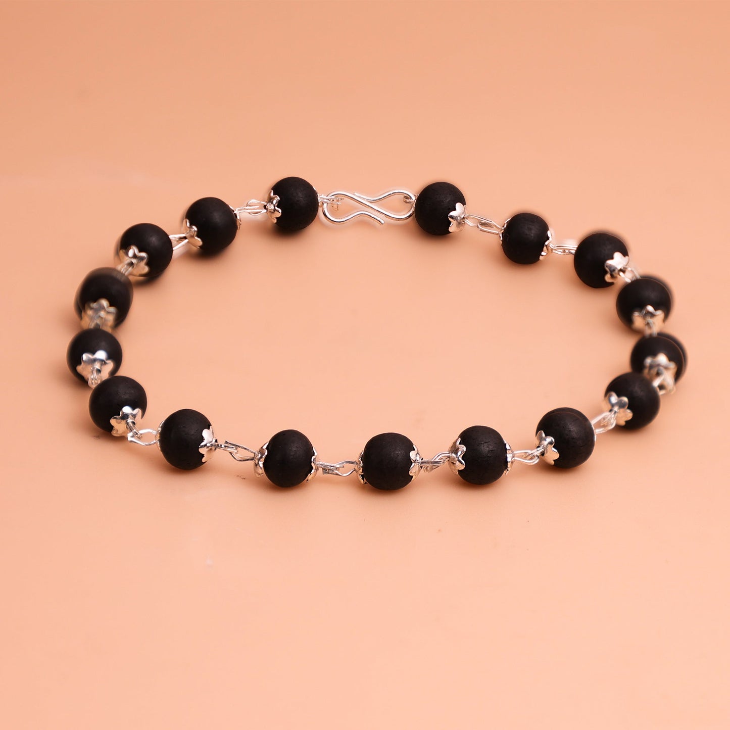 Silver Plated Karungali Malai Bracelet