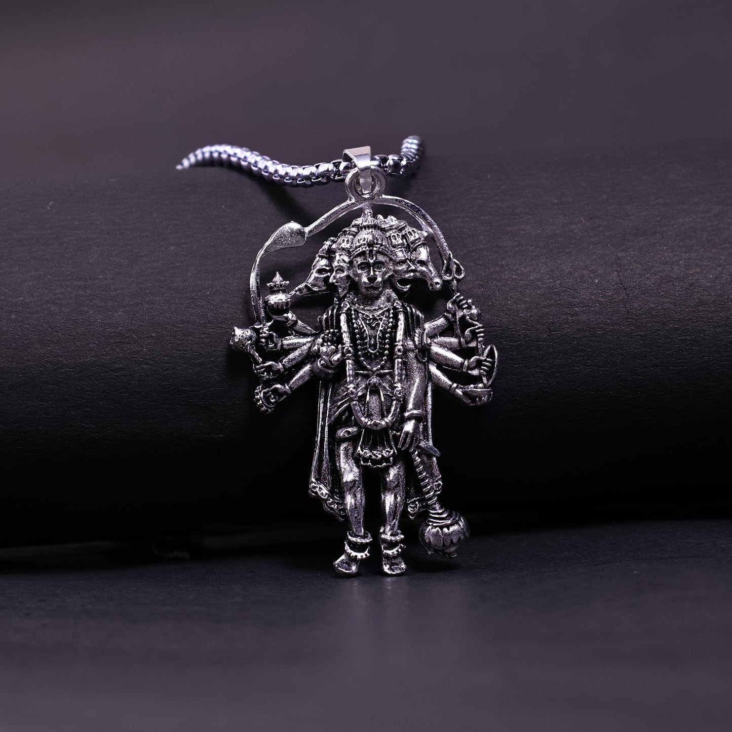 Silver Plated Panchmukhi Hanuman Ji Pendant
