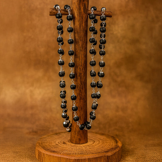Silver Plated Karungali Mala (Ebony Wood)