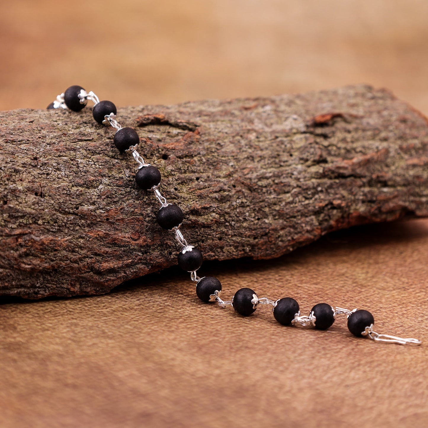 Silver Plated Karungali Malai Bracelet