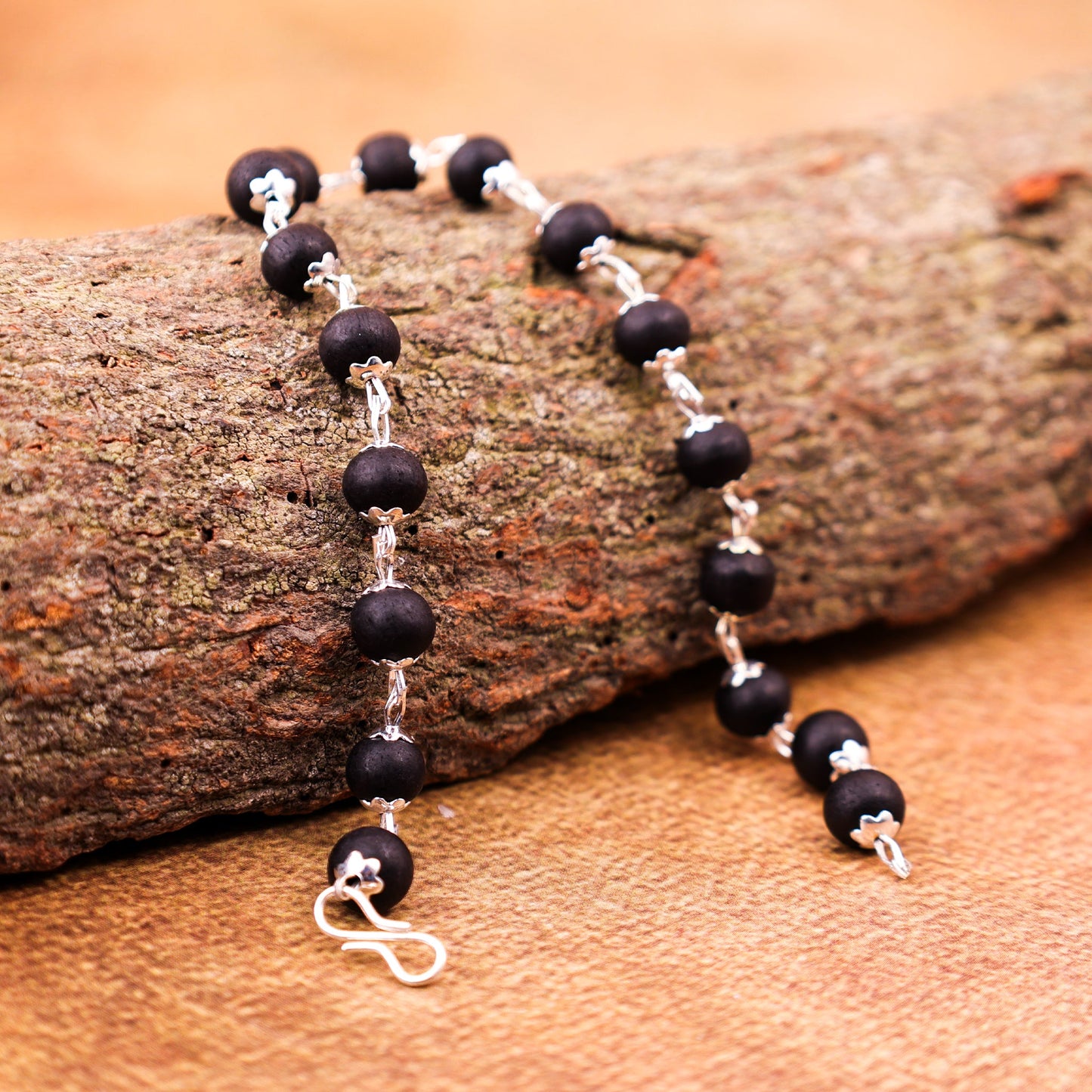 Silver Plated Karungali Malai Bracelet