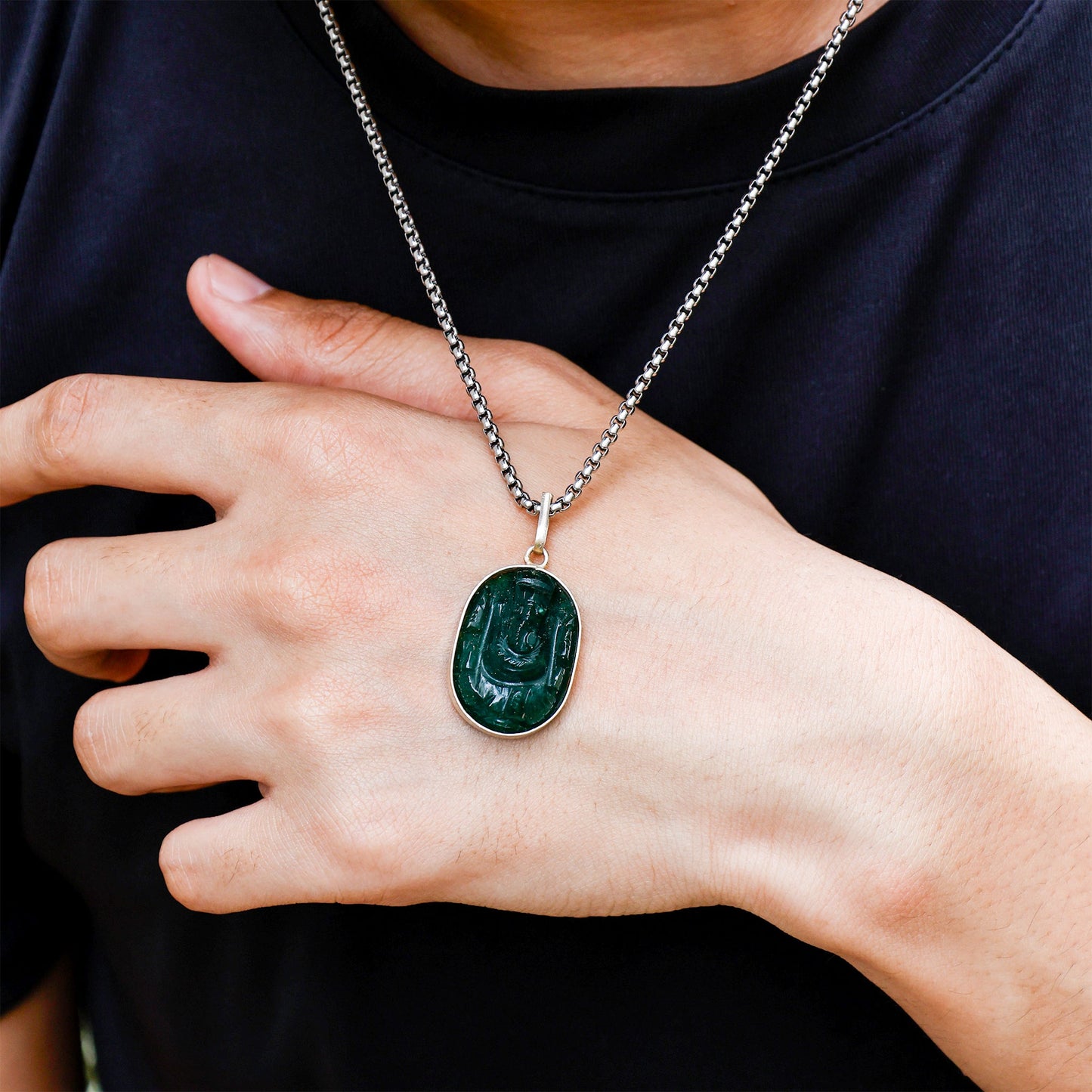 Green Jade Ganesha Pendant