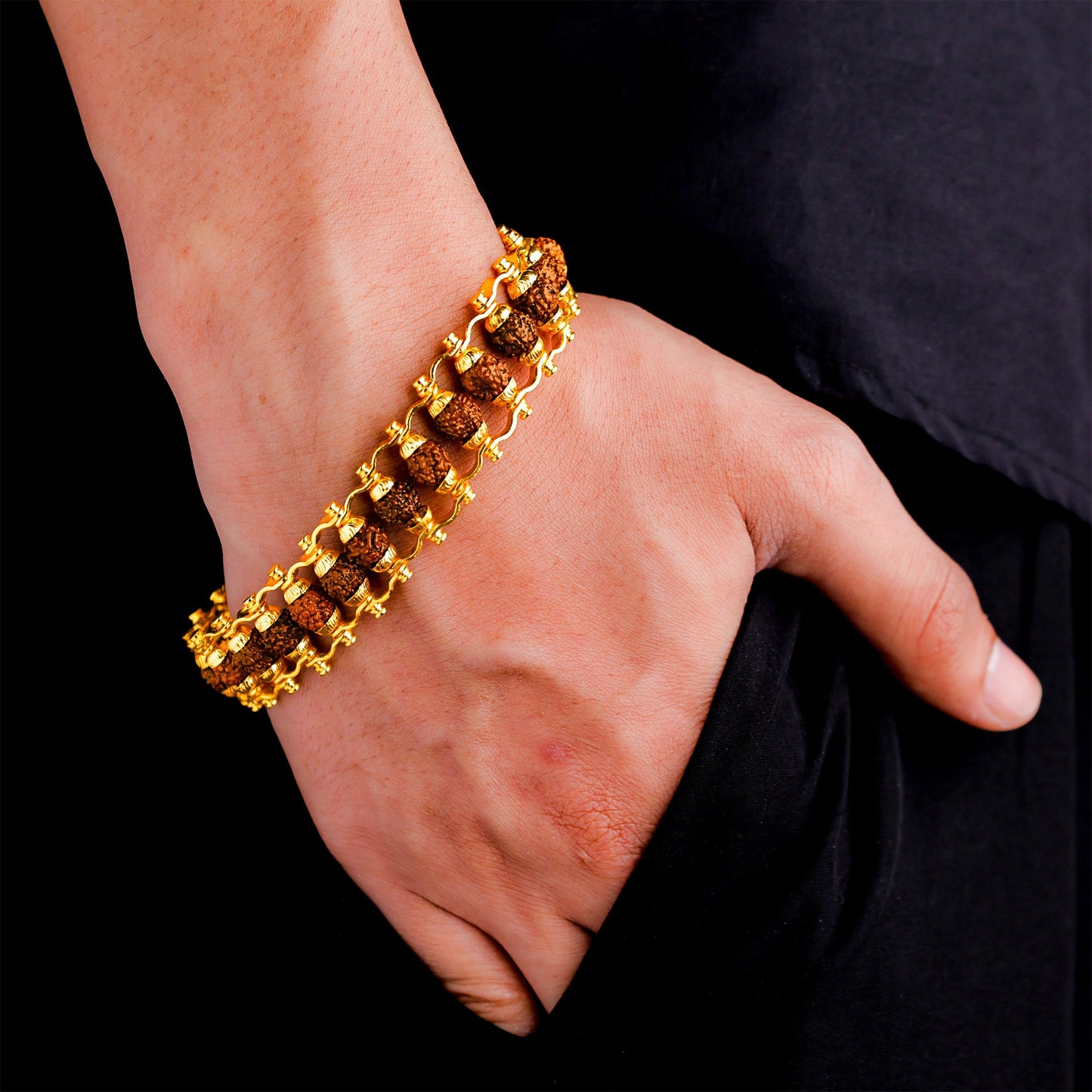 Gold Plated Rudraksha Bracelet