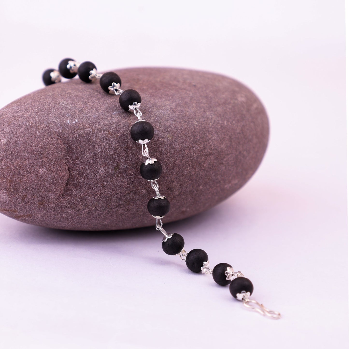 Silver Plated Karungali Malai Bracelet