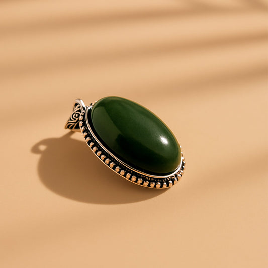Green Jade Oval Stone Pendant