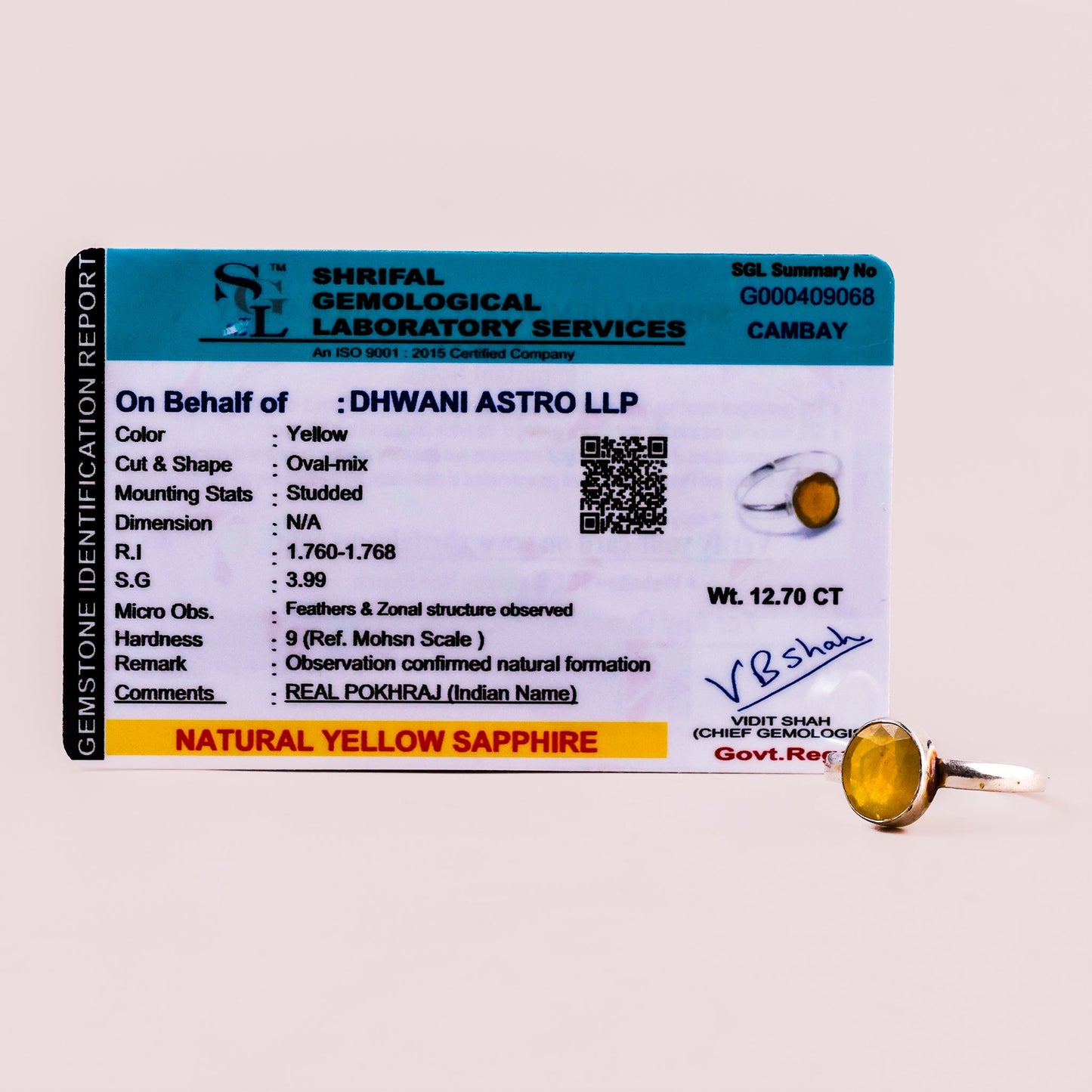 Yellow Sapphire Ring (Pokhraj)