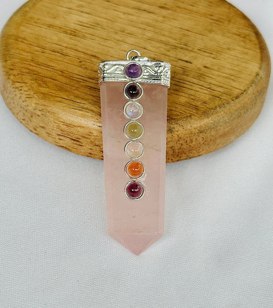 Improve Love, Relationship & Emotional Connection: Rose Quartz Seven Chakra Pendant